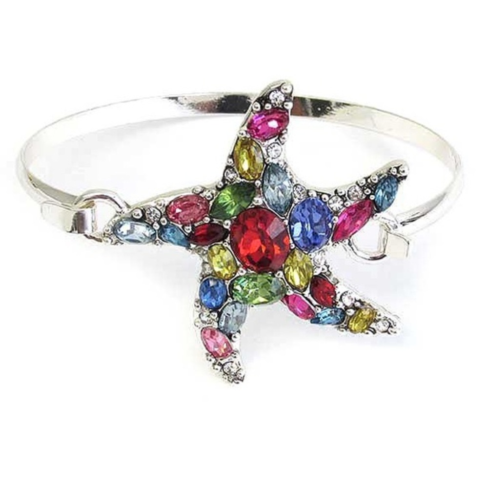 Multi color hinged hook starfish bracelet